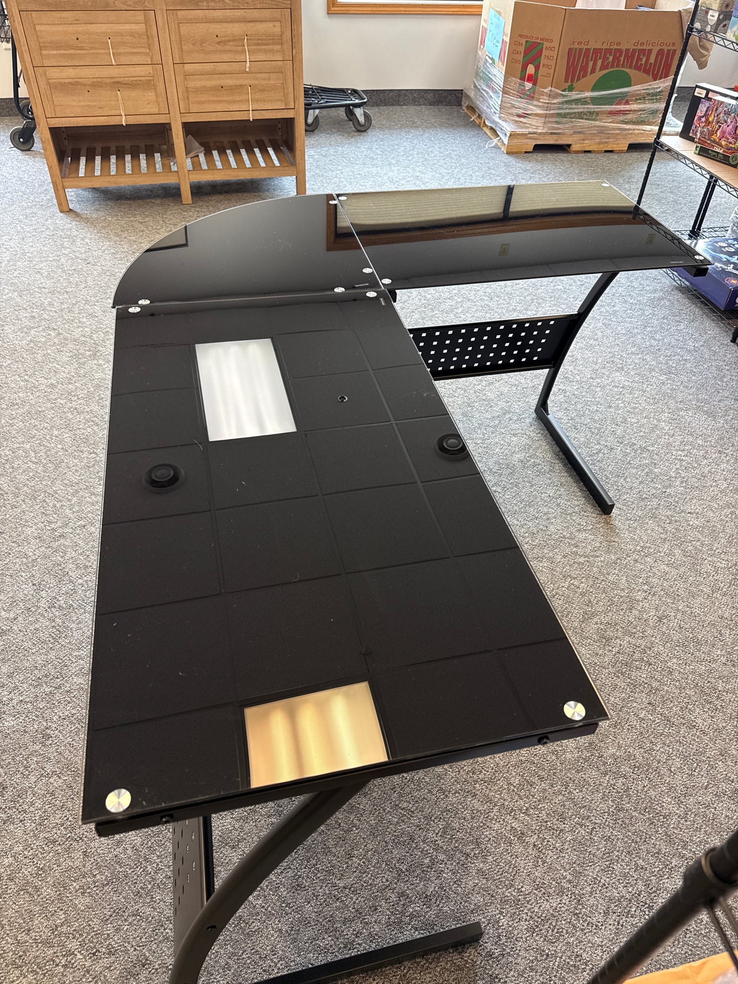 Glass Corner Desk Imperfect