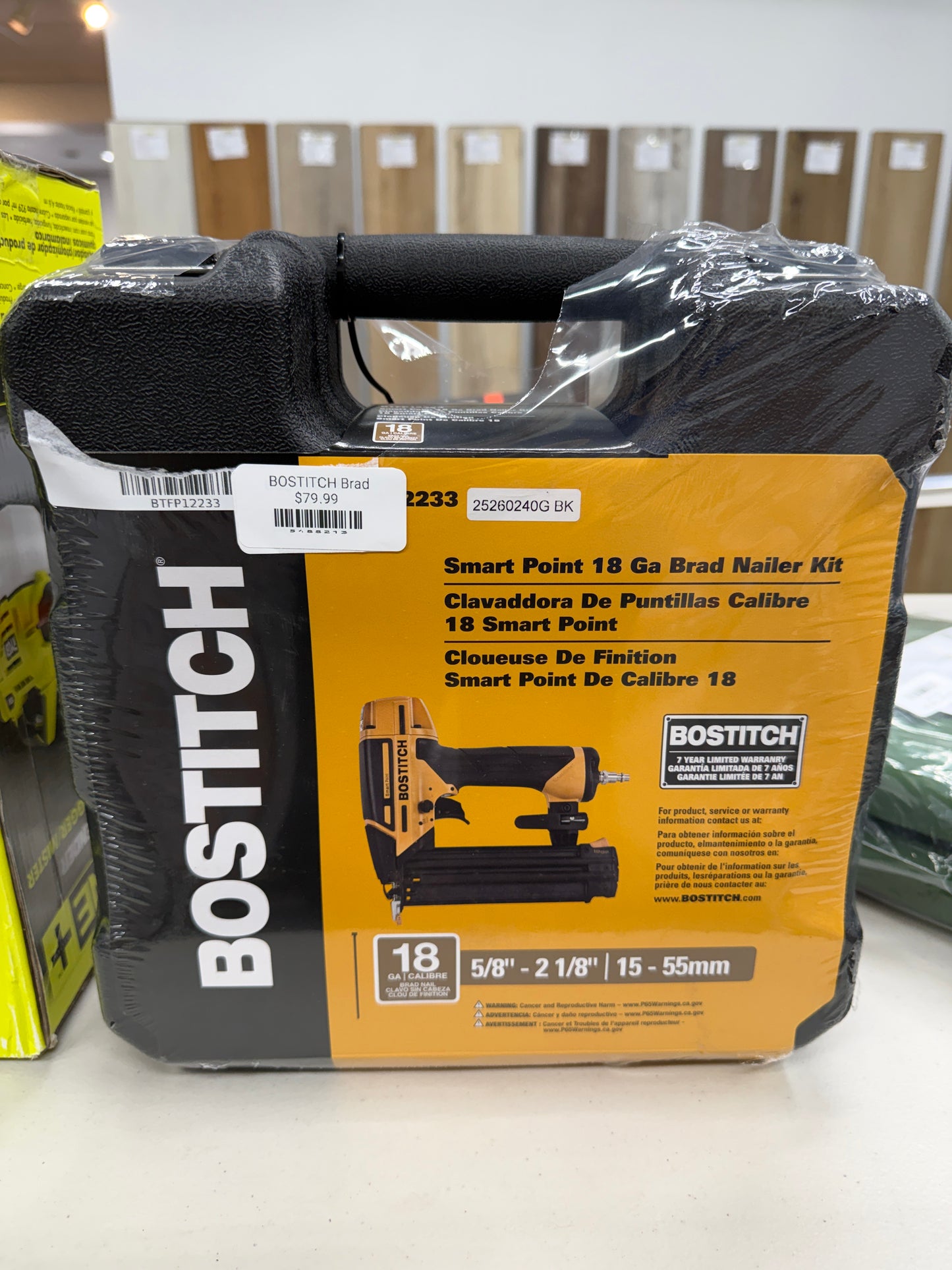 BOSTITCH Brad Nailer Kit, 18GA, Smart Point, Pneumatic (BTFP12233)