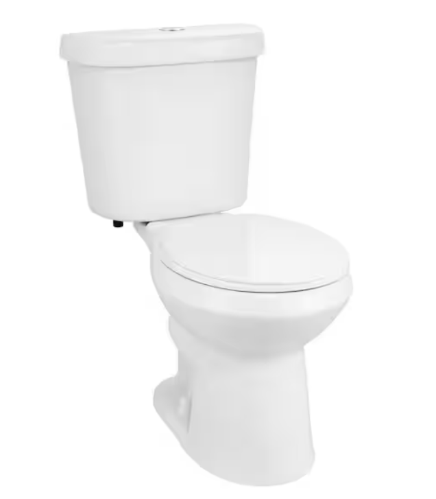 12 in. Rough in 2-Piece 1.0 GPF/1.28 GPF Dual Flush Round Toilet in White, Seat Included