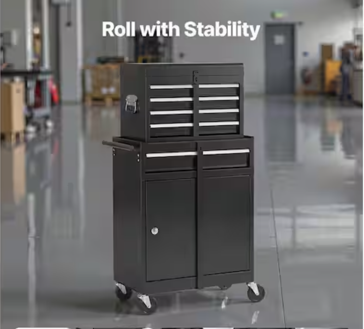 Rolling Tool Chest with Detachable Top Metal Toolbox, Lock Bar, 2-in-1, 11 in. Width, 5 Drawers Tool Cabinet Organizer