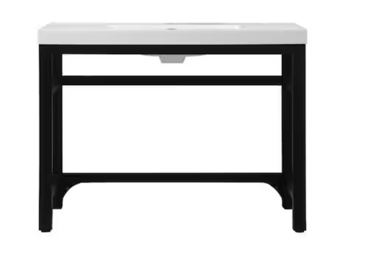 42 in. W x 22 in. D x 32 in. H ADA Bath Vanity in Black with White Resin Top