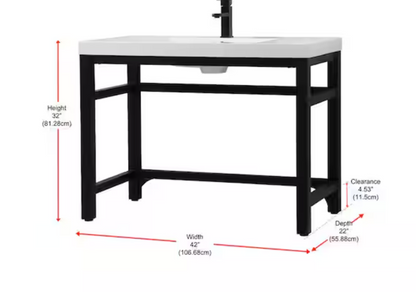 42 in. W x 22 in. D x 32 in. H ADA Bath Vanity in Black with White Resin Top