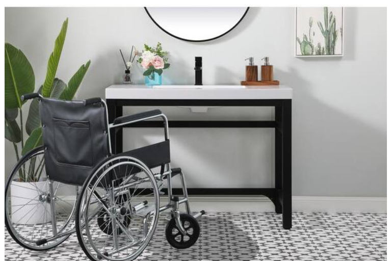 42 in. W x 22 in. D x 32 in. H ADA Bath Vanity in Black with White Resin Top