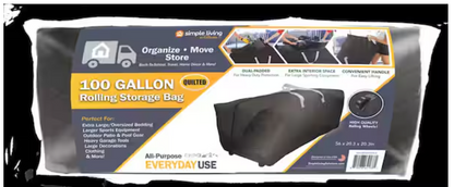 Black 100 Gal. Quilted Rolling Storage Bag