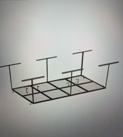 Garage Rack OHK Series 48 in. W x 96 in. D x 22-40 in. H Ceiling Mounted Overhead Garage Storage Rack with Accessory Hooks in Black