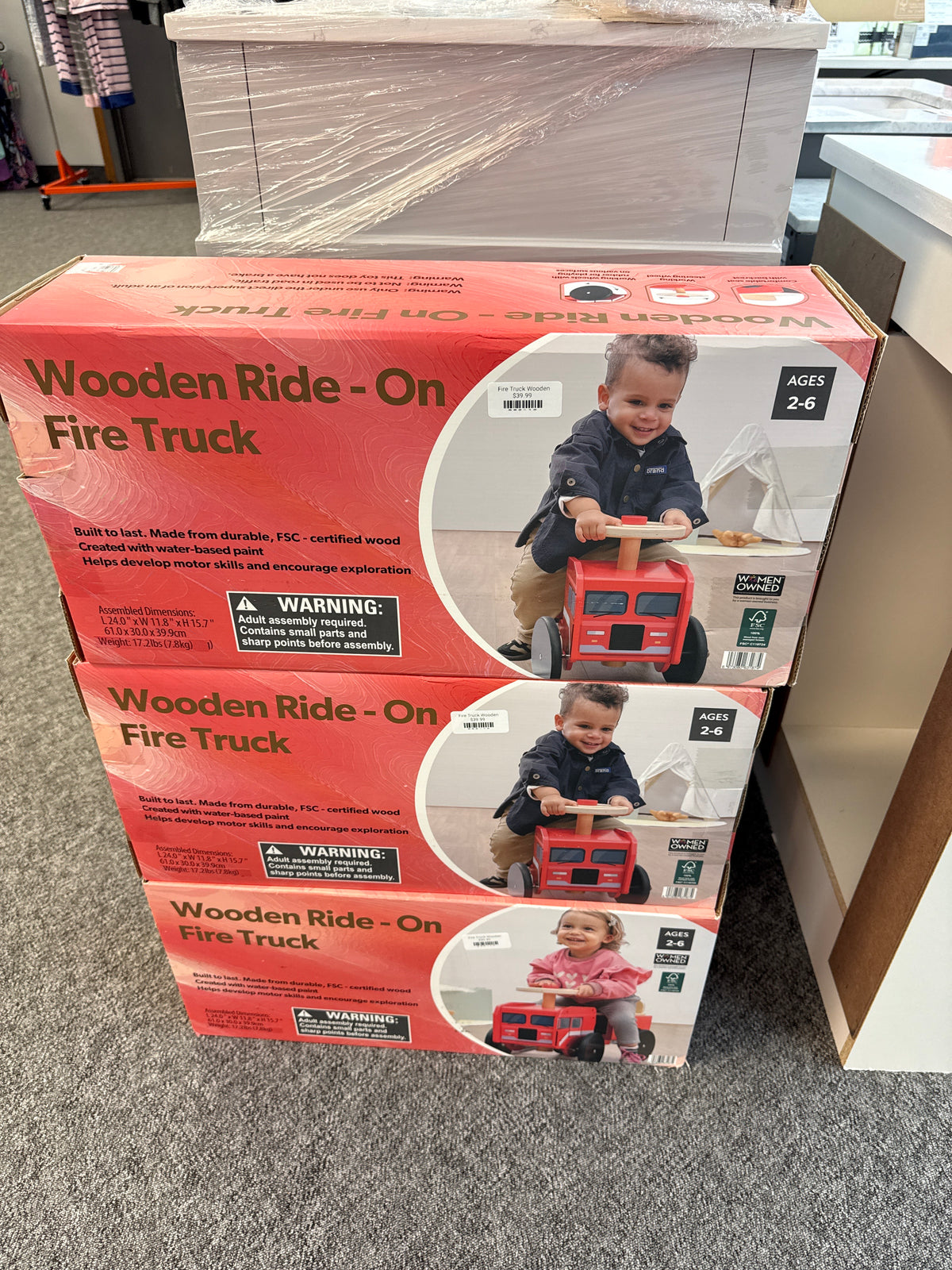 Fire Truck Wooden Ride ON