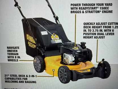 DEWALT 21 in. 150cc Briggs and Stratton 625ex Engine Rear Wheel Drive 2-in-1 Gas Self Propelled Walk Behind Lawn Mower