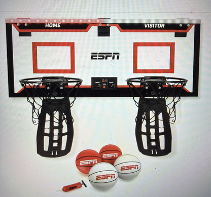ESPN Mini Basketball Hoop, Over The Door Basketball Hoop with Foldable Breakaway Rim