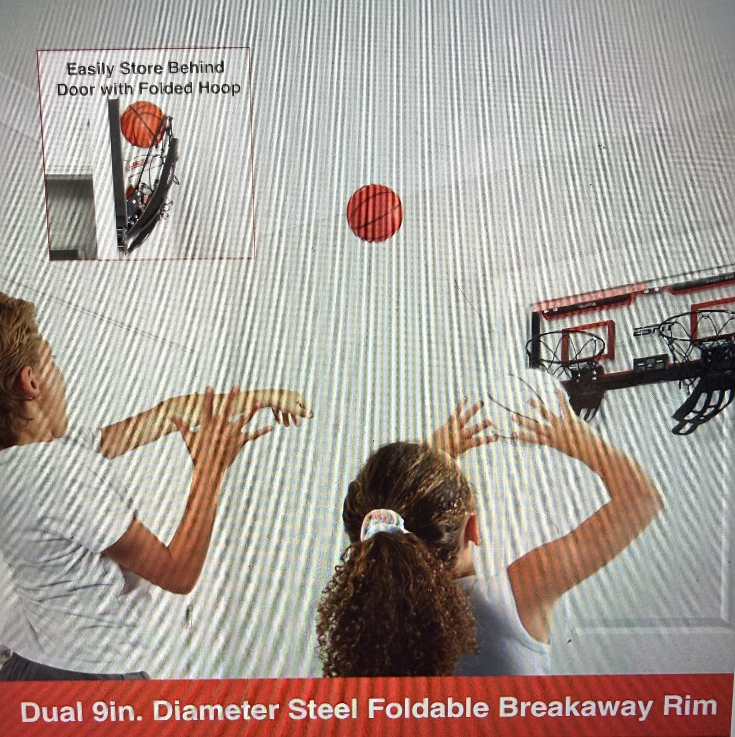 ESPN Mini Basketball Hoop, Over The Door Basketball Hoop with Foldable Breakaway Rim