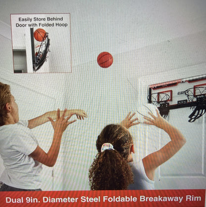 ESPN Mini Basketball Hoop, Over The Door Basketball Hoop with Foldable Breakaway Rim