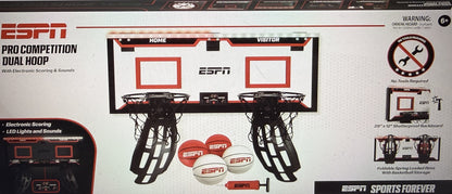 ESPN Mini Basketball Hoop, Over The Door Basketball Hoop with Foldable Breakaway Rim