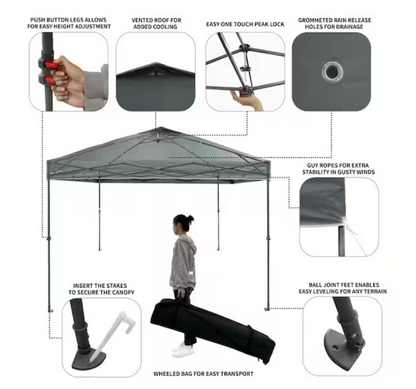 10 ft. x 10 ft. Instant Shade Canopy Pop Up Tent (Blue or Grey)