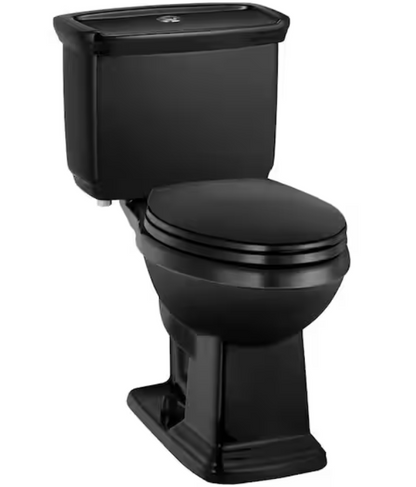 Glacier Bay Newcastle 12 in. Rough In Two-Piece 1.0 GPF/1.28 GPF Dual Flush Elongated Toilet in Black Seat Included