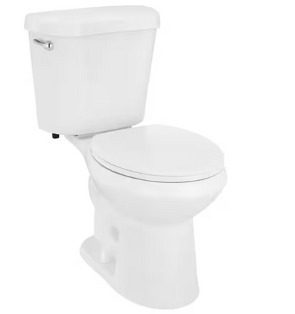 12 in. Rough In 2-Piece 1.28 GPF Single Flush Round Toilet in White, Seat Included