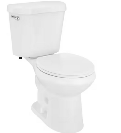 10 in. Rough in 2-Piece 1.28 GPF Single Flush Round Front Toilet in White, Seat Included
