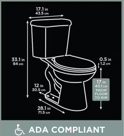 Power Flush 12 in. Rough in 2-Piece 0.95 GPF/1.28 GPF Dual Flush Elongated Toilet in White, Seat Included