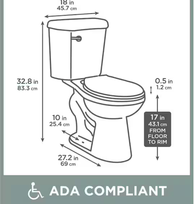 10 in. Rough in 2-Piece 1.28 GPF Single Flush Round Front Toilet in White, Seat Included