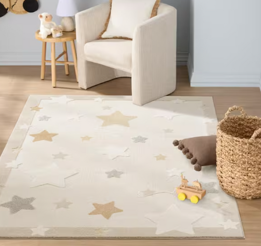 Eternal Super Star Galaxy Beige 8 ft. x 10 ft. Kids Rugs