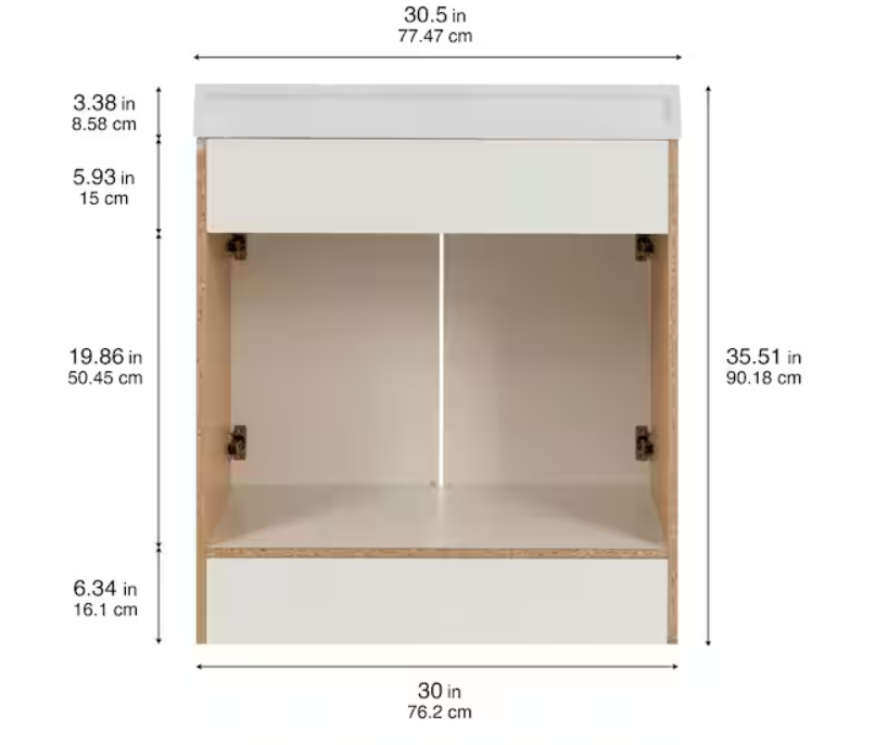Glacier Bay 31 in. Single Sink White Freestanding Bath Vanity with White Cultured Marble Top (Assembled)