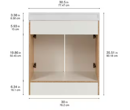 Glacier Bay 31 in. Single Sink White Freestanding Bath Vanity with White Cultured Marble Top (Assembled)