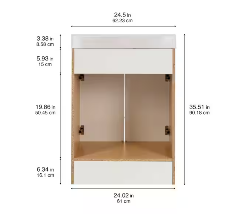 GLACIER BAY 24.5 in. Single Sink White Freestanding Bath Vanity with White Cultured Marble Top (Assembled)