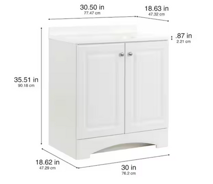 Glacier Bay 31 in. Single Sink White Freestanding Bath Vanity with White Cultured Marble Top (Assembled)