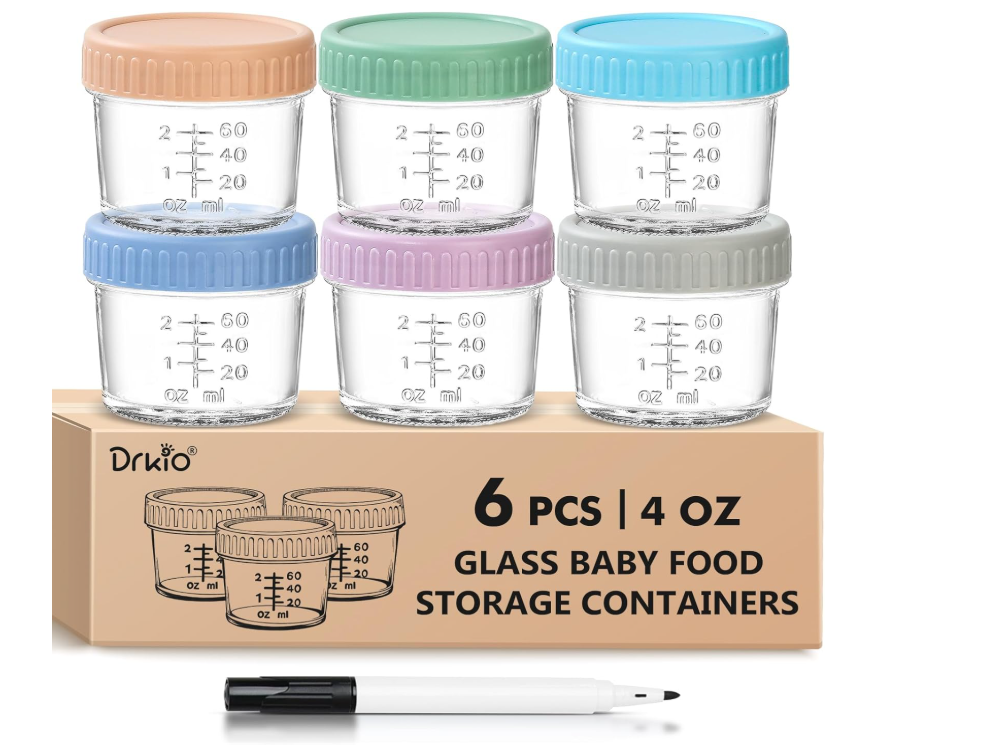 6 pcs Baby Food Storage Containers 4 Oz Small Glass Jars with Lids