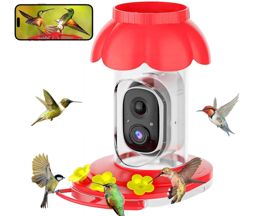 Hummingbird Feeder with Camera,Wireless Smart Bird Feeders for Outdoors Video Watching AI Camera.