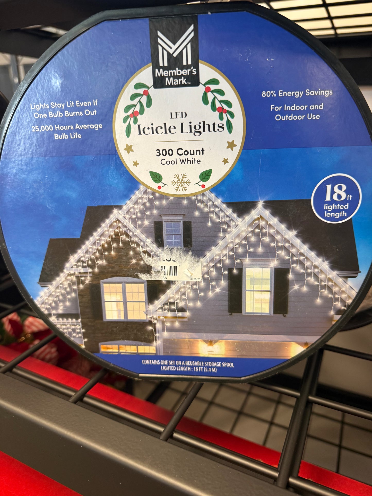 Member's Mark 300ct LED Icicle Lights, 18' Lighted Length