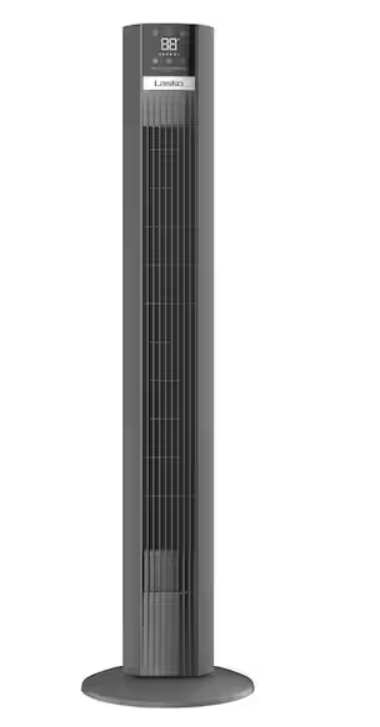 Xtra Air 48 in. 12-Speed Smart Tower Fan in Gray w/ DC Motor, Whisper Quiet, Remote, 12 in. Dia