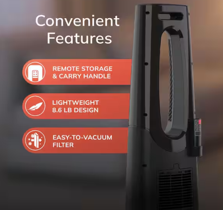 Lasko Bladeless 1500W 28 in. Black Electric Oscillating Tower Ceramic Space Heater with Remote Control and Digital Display