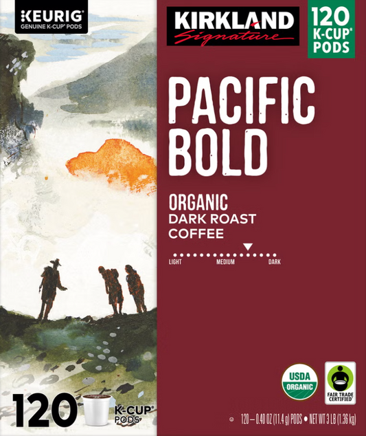 Kirkland Signature Coffee Organic Pacific Bold K-Cup Pod, 120-count