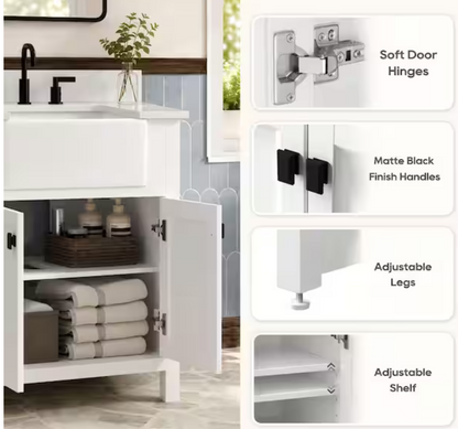 Richfield 31 in. Single Sink Freestanding White Bath Vanity with White Engineered Stone Top and Backsplash Assembled