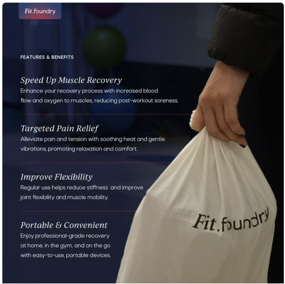 Fit Foundry 4-in-1 Heat & Massage Recovery Pack for Relief