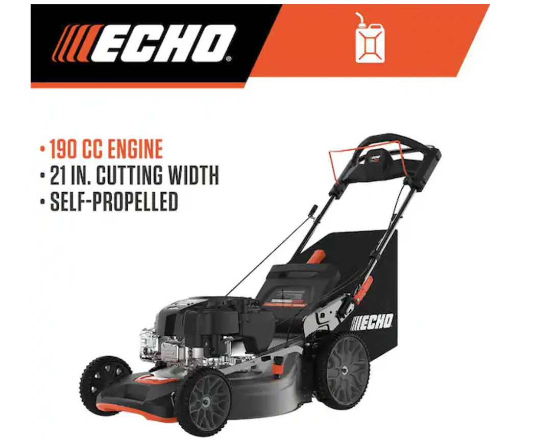 ECHO 21 in. 190 cc Briggs and Stratton Gas 3-in-1 Dual Blade RWD Self-Propelled Lawn Mower with Single Lever Deck Adjustment