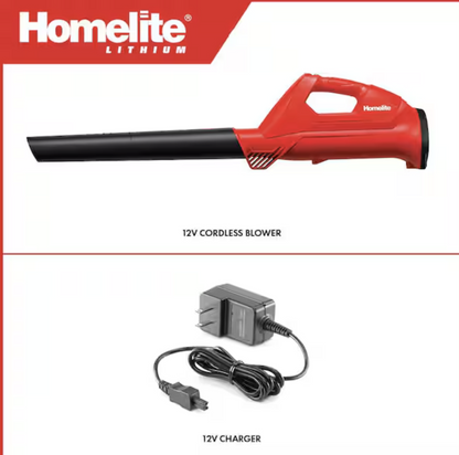 Homelite 12V Lithium 90 MPH 160 CFM Cordless Battery Blower with Internal 2.5 Ah Battery and Charger