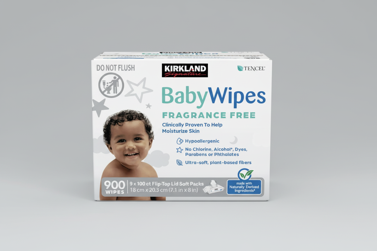 Kirkland Signature Fragrance-Free Baby Wipes, 900 Count