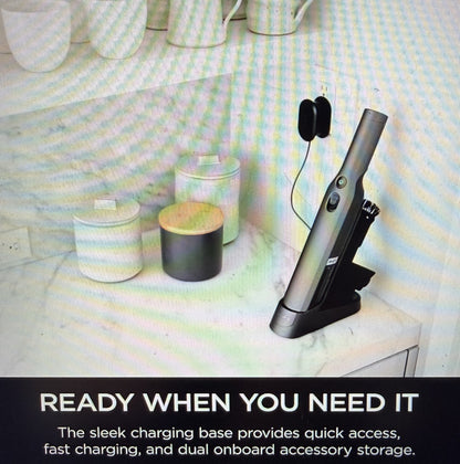 Shark WV201 WANDVAC Handheld Vacuum, Lightweight at 1.4 Pounds with Powerful Suction, Charging Dock, Single Touch Empty and Detachable Dust Cup,Graphite, Slate