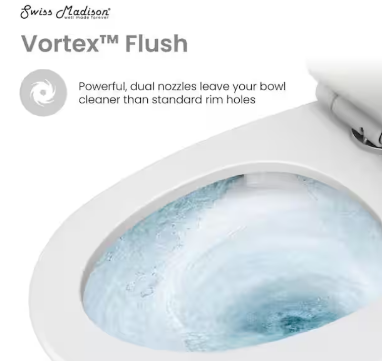 Swiss Madison St. Tropez 1-piece 1.28 GPF Single Flush Elongated Toilet in. Glossy White, Seat Included