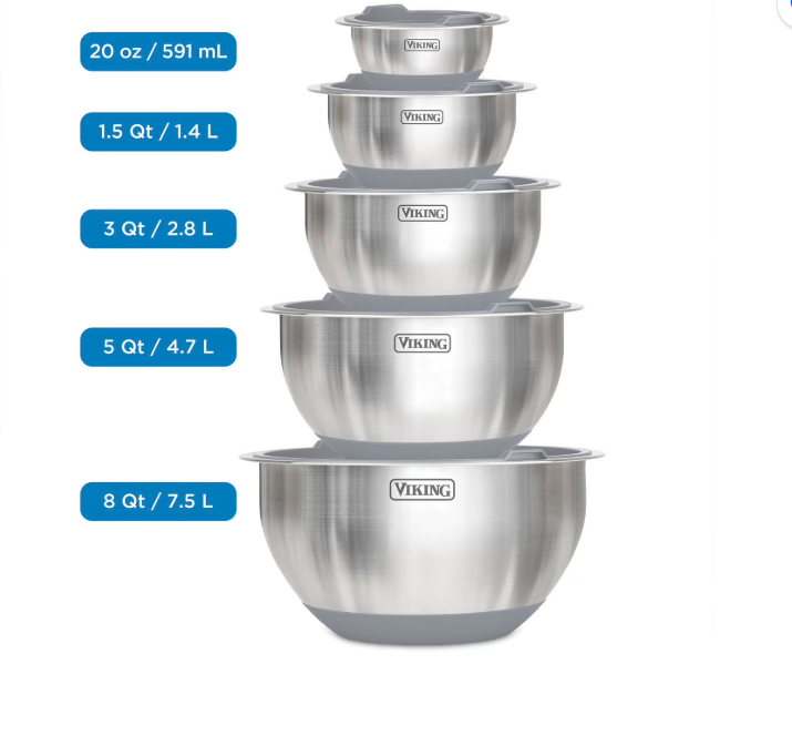 Viking 10-Piece Stainless Steel Mixing, Prep and Serving Bowl Set