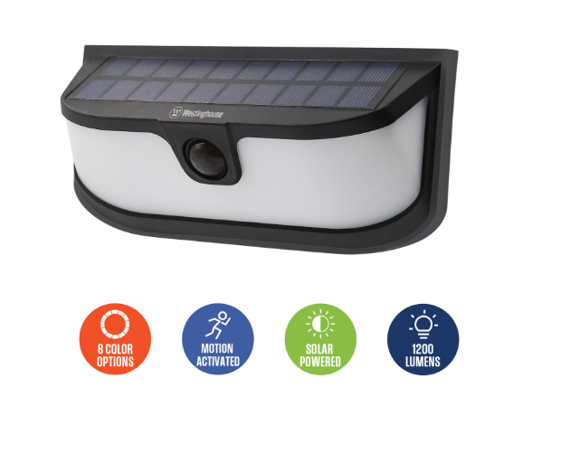 Westinghouse 1200 Lumen Solar LED Motion Activated Color Changing Wall Lights with Remote, 2 Pack