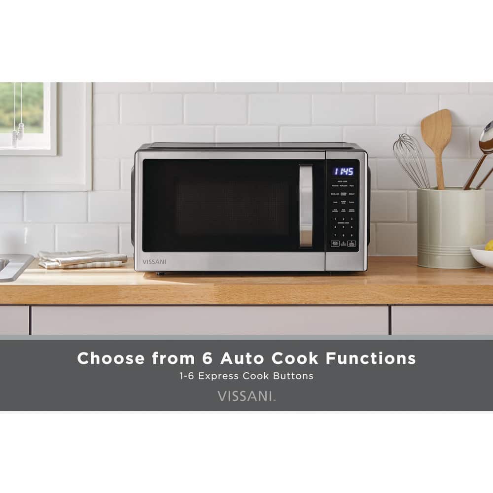 Vissani 1.1 cu. ft. Countertop Microwave, Stainless Steel