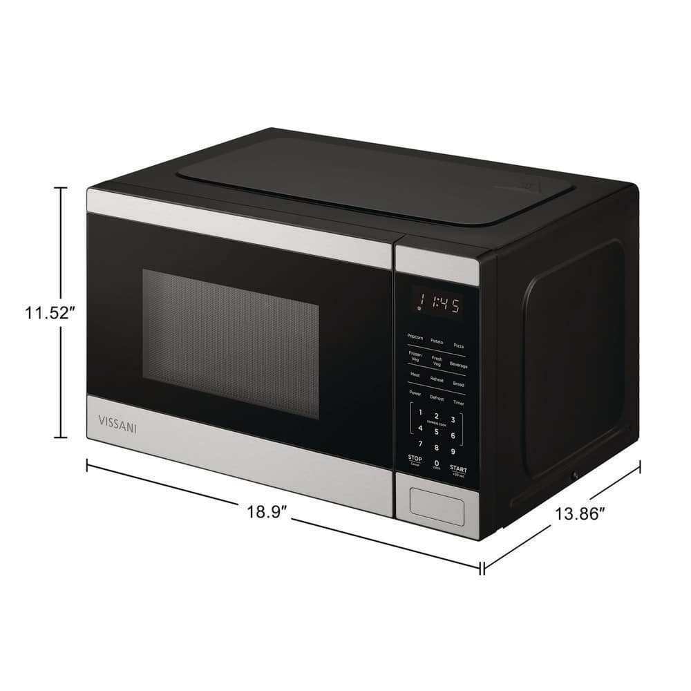 Vissani 0.9 cu. ft. Countertop Microwave, Stainless Steel